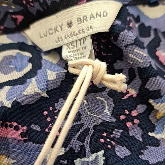 Lucky Brand Florence Border Print Dress Navy Blue Size XS NWT - Picture 10 of 12